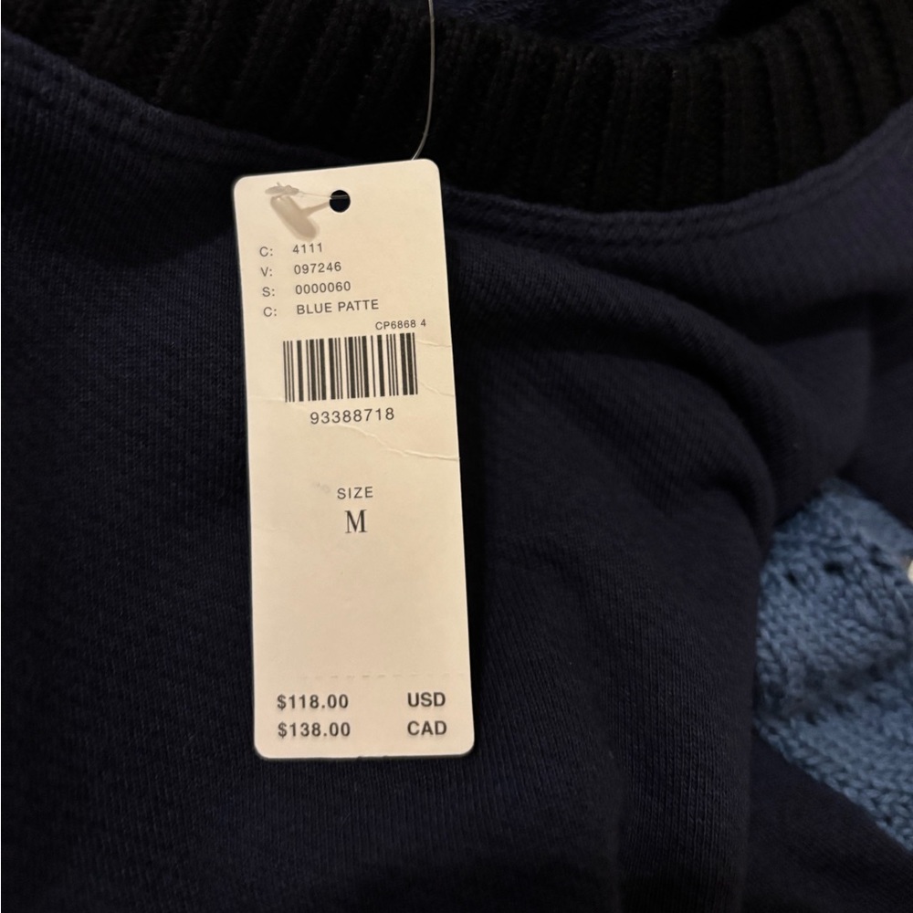 Pilcro/Anthropologie Mixed Media Sweatshirt in Blue Pattern Size M. NWT - Picture 9 of 12